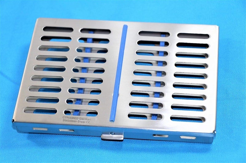 CYNAMED Premium German Dental Sterilization Cassette Autoclave Tray Rack Box 10 Instruments Blue - Image 4